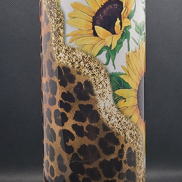 Sunflower and Leopard Print 30 ounce Insulated Tumbler - Picture 4 of 9